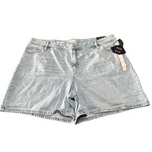 Ava & Viv High Rise Midi Shorts Medium Wash Denim Plus Size 24 Summer Casual Mom